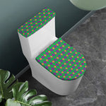 Fleur-De-Lis Mardi Gras Pattern Print Toilet Lid And Tank Cover Set