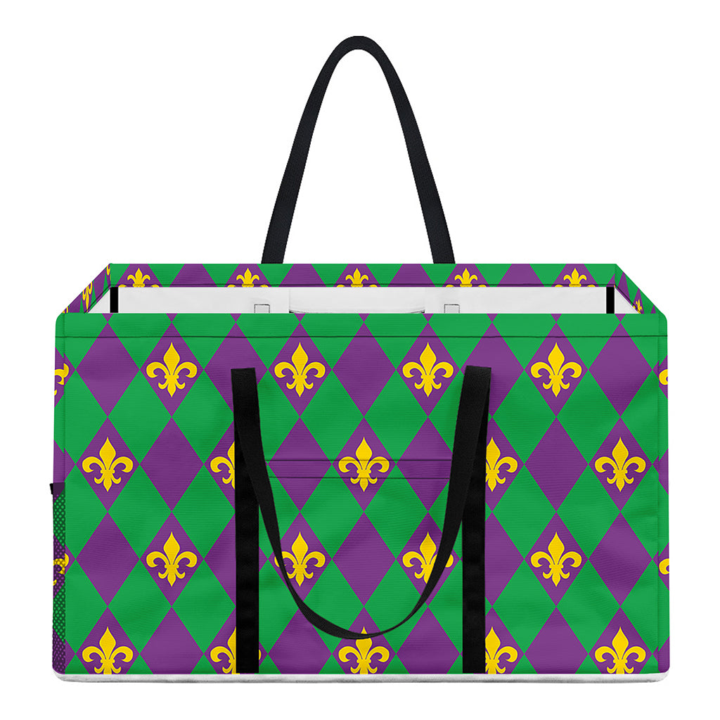 Fleur-De-Lis Mardi Gras Pattern Print Utility Tote Bag