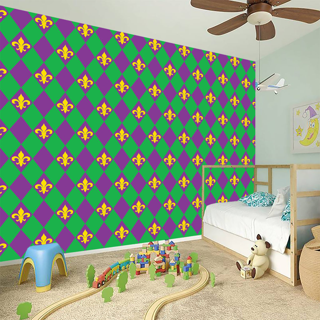 Fleur-De-Lis Mardi Gras Pattern Print Wall Sticker