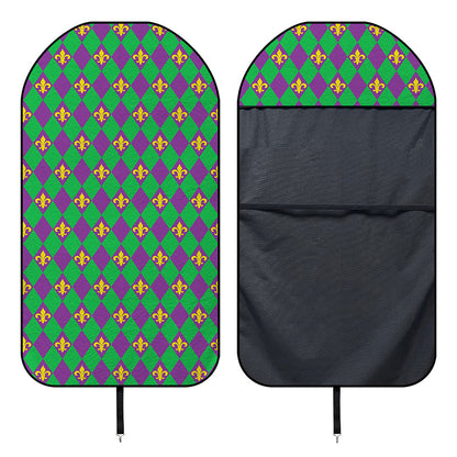 Fleur-De-Lis Mardi Gras Pattern Print Waterproof Car Seat Cover