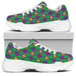Fleur-De-Lis Mardi Gras Pattern Print White Chunky Shoes
