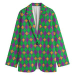 Fleur-De-Lis Mardi Gras Pattern Print Women's Blazer