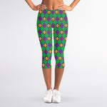 Fleur-De-Lis Mardi Gras Pattern Print Women's Capri Leggings