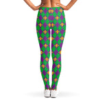 Fleur-De-Lis Mardi Gras Pattern Print Women's Leggings