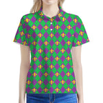 Fleur-De-Lis Mardi Gras Pattern Print Women's Polo Shirt