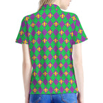 Fleur-De-Lis Mardi Gras Pattern Print Women's Polo Shirt