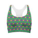 Fleur-De-Lis Mardi Gras Pattern Print Women's Sports Bra