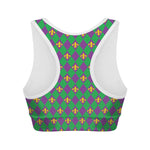 Fleur-De-Lis Mardi Gras Pattern Print Women's Sports Bra