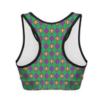 Fleur-De-Lis Mardi Gras Pattern Print Women's Sports Bra