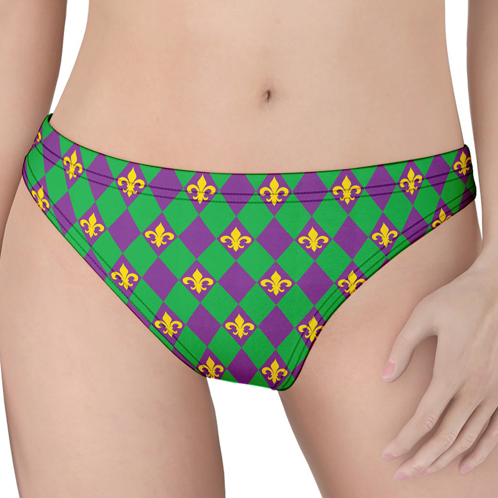 Fleur-De-Lis Mardi Gras Pattern Print Women's Thong