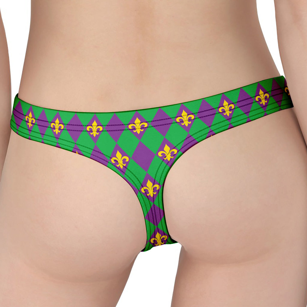 Fleur-De-Lis Mardi Gras Pattern Print Women's Thong