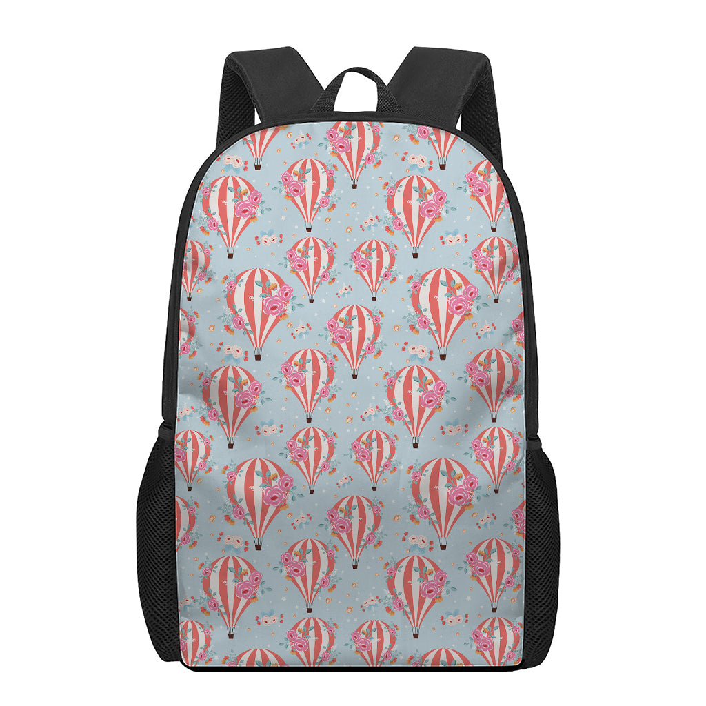 Floral Air Balloon Pattern Print 17 Inch Backpack
