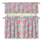 Floral Air Balloon Pattern Print 3 Piece Kitchen Curtains