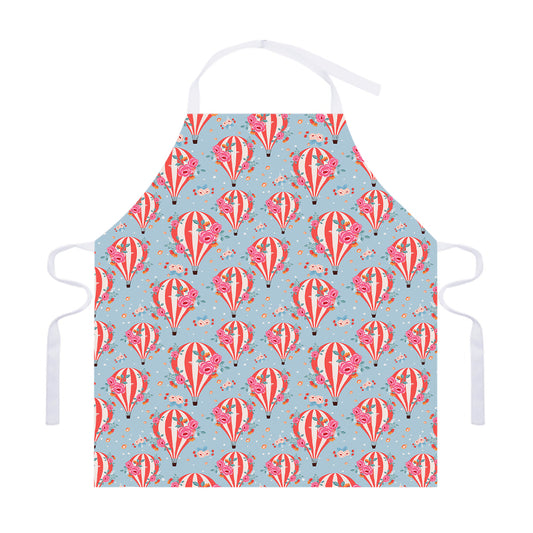 Floral Air Balloon Pattern Print Adjustable Apron
