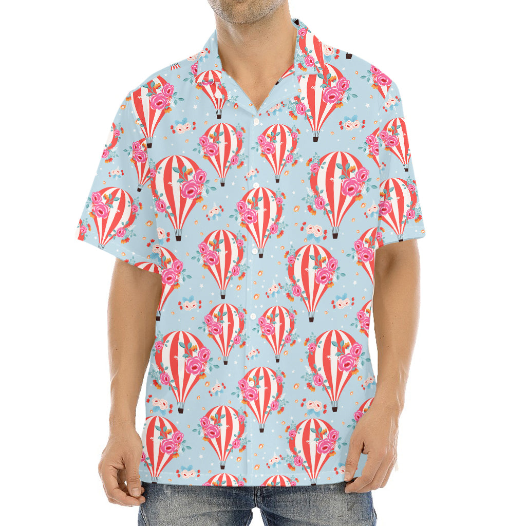 Floral Air Balloon Pattern Print Aloha Shirt