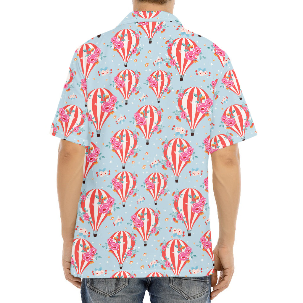 Floral Air Balloon Pattern Print Aloha Shirt