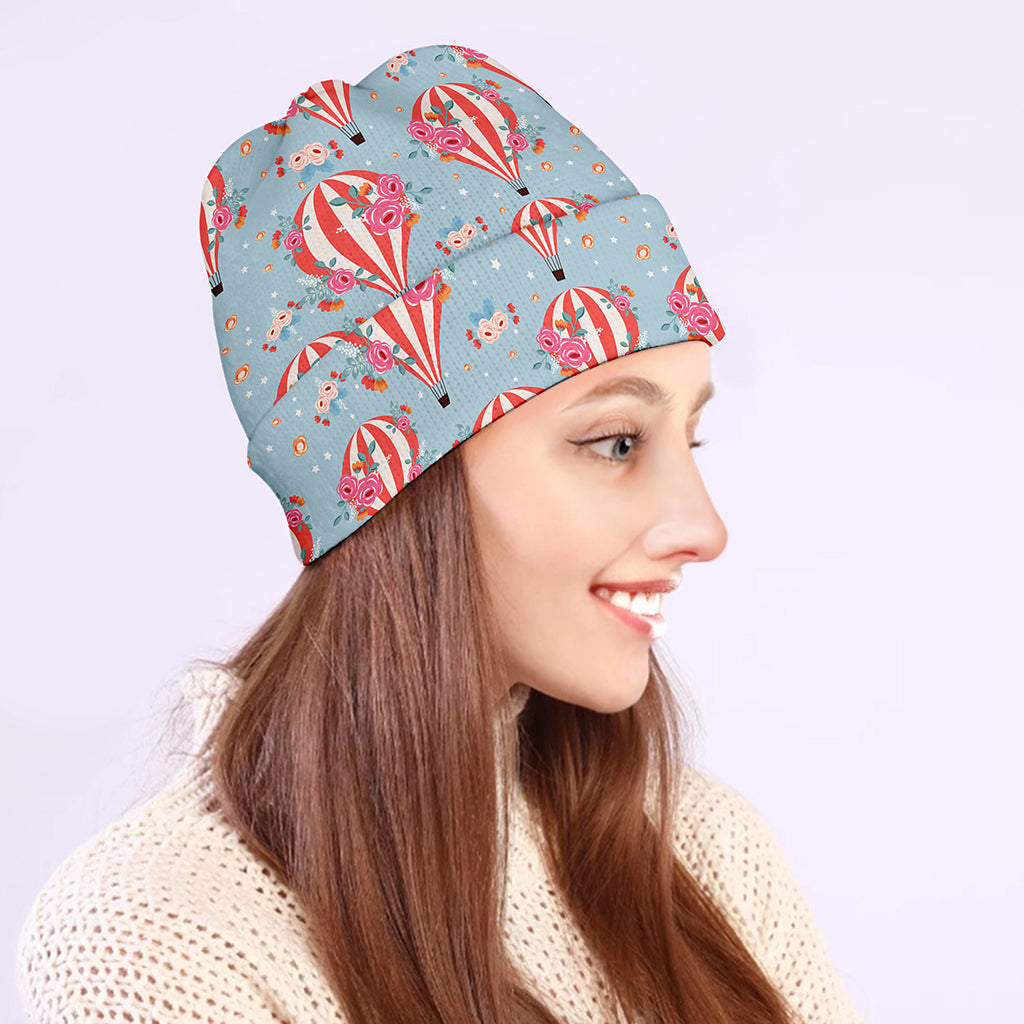 Floral Air Balloon Pattern Print Beanie