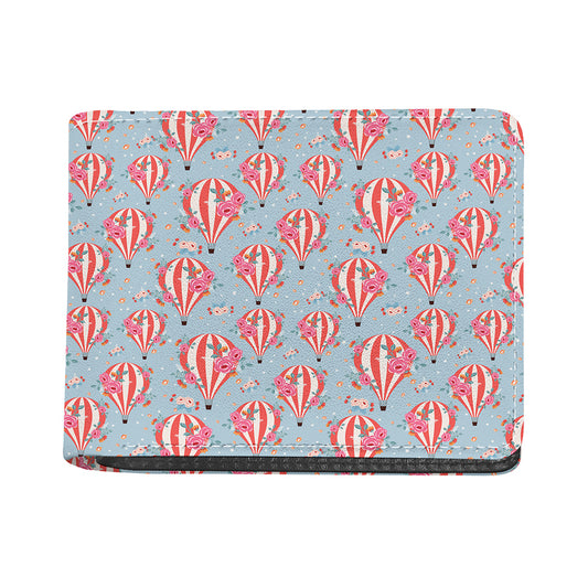Floral Air Balloon Pattern Print Bifold Wallet