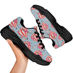 Floral Air Balloon Pattern Print Black Chunky Shoes