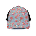 Floral Air Balloon Pattern Print Black Mesh Trucker Hat