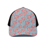 Floral Air Balloon Pattern Print Black Mesh Trucker Cap