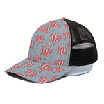 Floral Air Balloon Pattern Print Black Mesh Trucker Cap