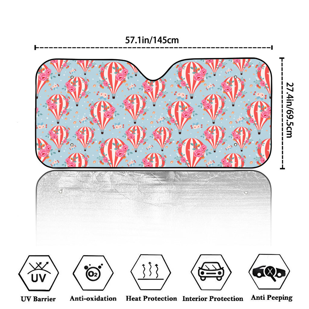 Floral Air Balloon Pattern Print Car Windshield Sun Shade