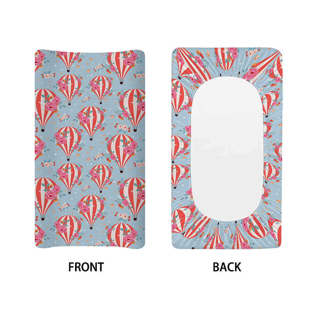 Floral Air Balloon Pattern Print Changing Pad Cover