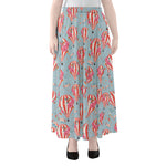 Floral Air Balloon Pattern Print Chiffon Maxi Skirt