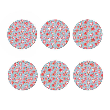 Floral Air Balloon Pattern Print Coaster Set