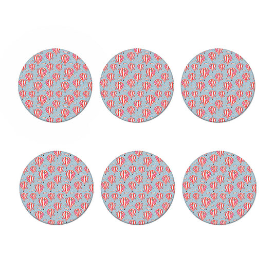 Floral Air Balloon Pattern Print Coaster Set