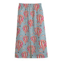 Floral Air Balloon Pattern Print Cotton Front Slit Maxi Skirt