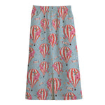 Floral Air Balloon Pattern Print Cotton Front Slit Maxi Skirt