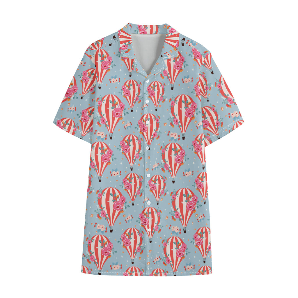 Floral Air Balloon Pattern Print Cotton Hawaiian Shirt