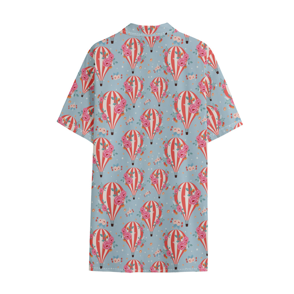 Floral Air Balloon Pattern Print Cotton Hawaiian Shirt