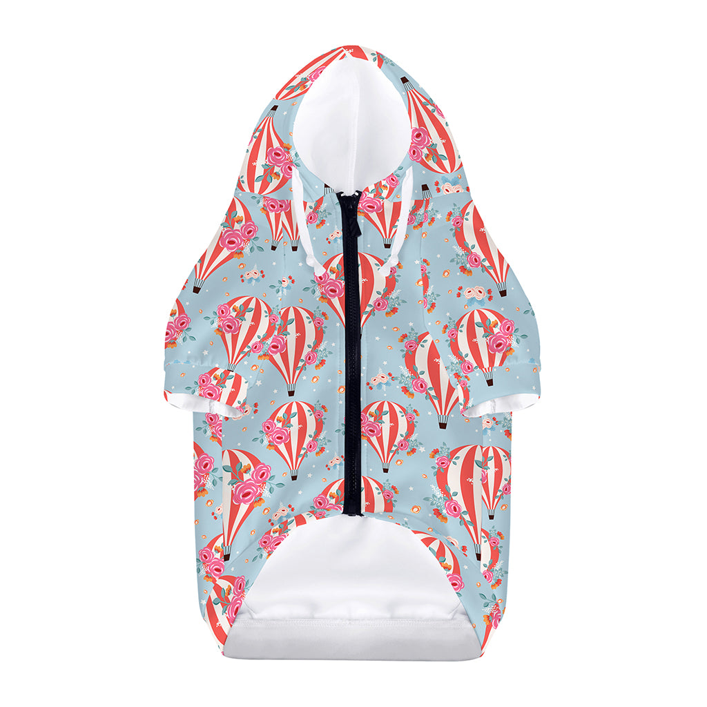 Floral Air Balloon Pattern Print Dog Zip Up Hoodie