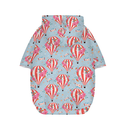 Floral Air Balloon Pattern Print Dog Zip Up Hoodie