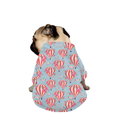 Floral Air Balloon Pattern Print Dog Zip Up Jacket