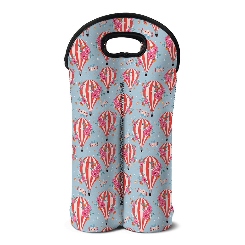 Floral Air Balloon Pattern Print Double Neoprene Wine Tote