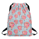 Floral Air Balloon Pattern Print Drawstring Backpack