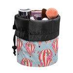 Floral Air Balloon Pattern Print Drawstring Makeup Bag