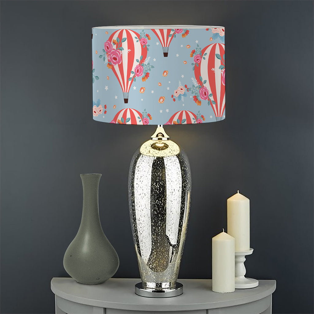 Floral Air Balloon Pattern Print Drum Lamp Shade