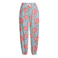 Floral Air Balloon Pattern Print Fleece Lined Knit Pants