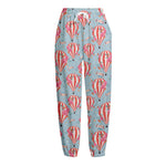 Floral Air Balloon Pattern Print Fleece Lined Knit Pants