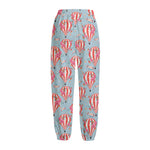 Floral Air Balloon Pattern Print Fleece Lined Knit Pants