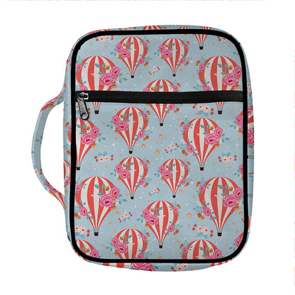 Floral Air Balloon Pattern Print Front Pocket Bible Bag