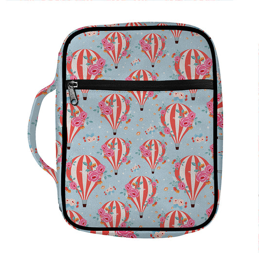 Floral Air Balloon Pattern Print Front Pocket Bible Bag