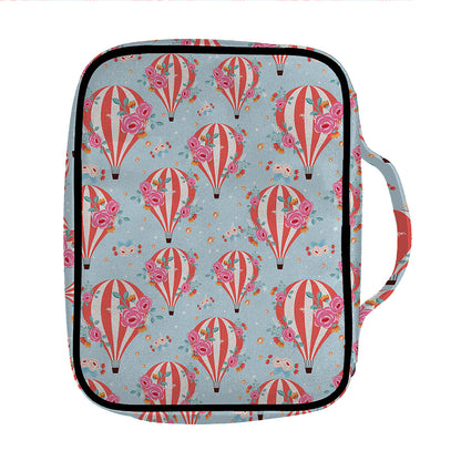 Floral Air Balloon Pattern Print Front Pocket Bible Bag