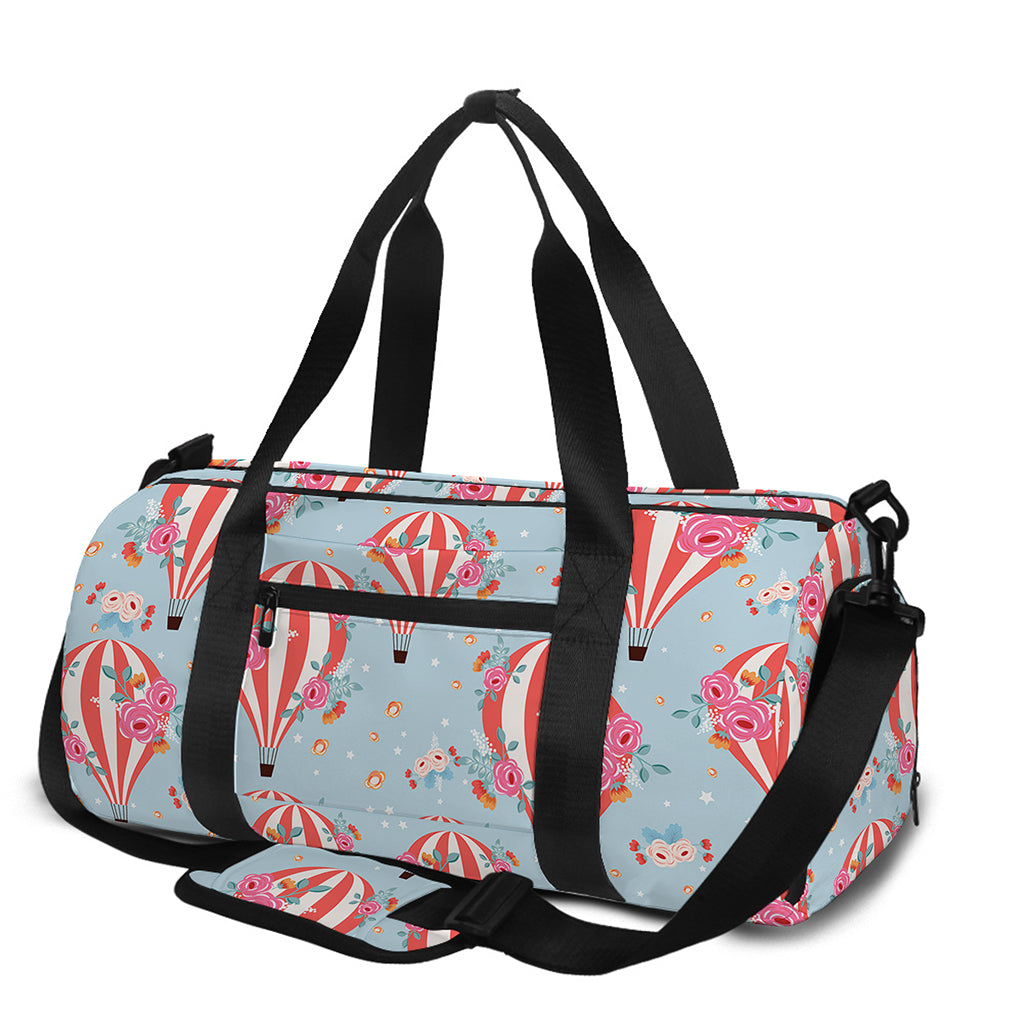 Floral Air Balloon Pattern Print Gym Bag
