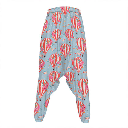 Floral Air Balloon Pattern Print Hammer Pants